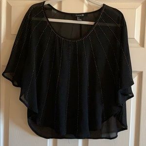 Black top with bronze decorative beads